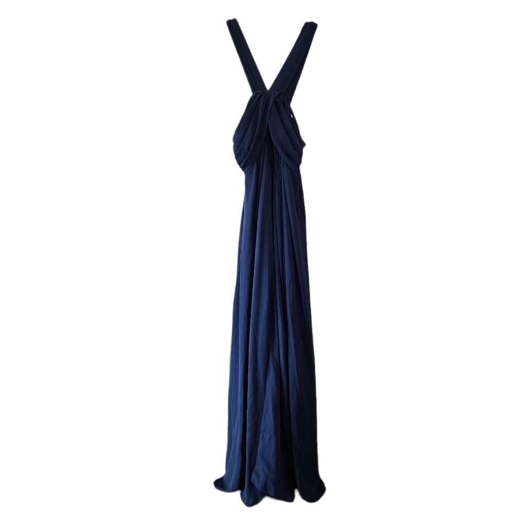 HALSTON HERITAGE Navy Formal Prom Bridesmaid Dress Maxi Floor Length